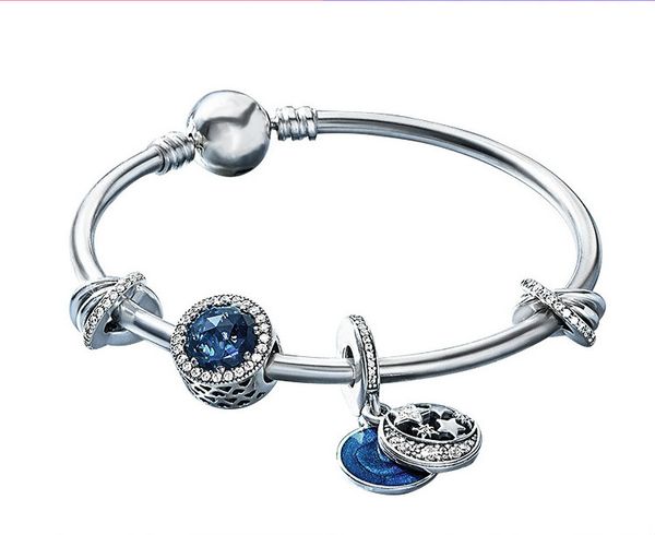 

S925 Sterling Silver Bracelet Blue Star Fairy Tale Bead Bracelet Bracelet Set Finished Haiyang Heart