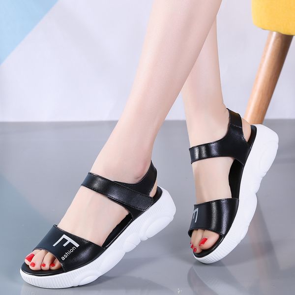 sandals women wedge heel soft leather shoes woman summer beach sandalias, Black
sandals women wedge heel soft leather shoes woman summer beach sandalias, Black