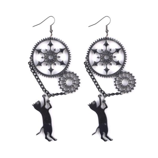 funny acrylic punk black long dangle vintage occident exaggeration fashion creative steampunk black cat gear drop earrings, Silver
funny acrylic punk black long dangle vintage occident exaggeration fashion creative steampunk black cat gear drop earrings, Silver