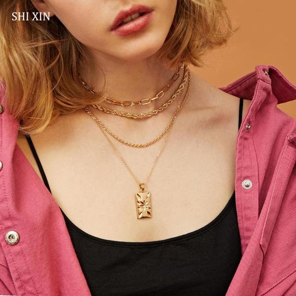 shixin punk multi layered chunky chain necklaces with square pendants necklaces for women hip hop lady fashion jewelry 2020 gift, Silver
shixin punk multi layered chunky chain necklaces with square pendants necklaces for women hip hop lady fashion jewelry 2020 gift, Silver