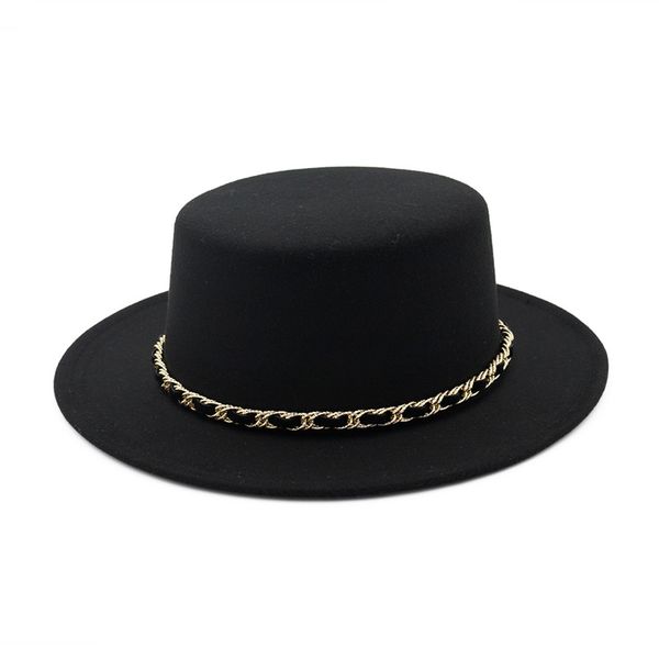 new european us women wool boater flat hat wide brim felt fedora hat with chain ladies feltro bowler gambler hat, Blue;gray
new european us women wool boater flat hat wide brim felt fedora hat with chain ladies feltro bowler gambler hat, Blue;gray