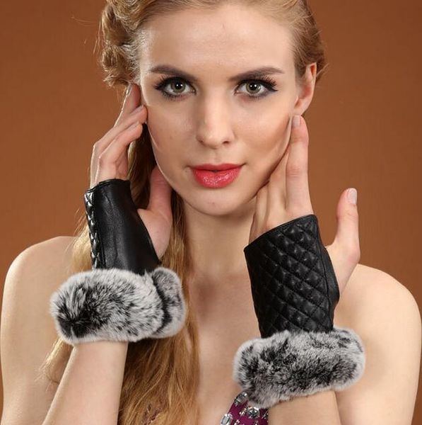ladies genuine leather gloves winter fashion real rex fur sheepskin half finger gloves, Blue;gray
ladies genuine leather gloves winter fashion real rex fur sheepskin half finger gloves, Blue;gray