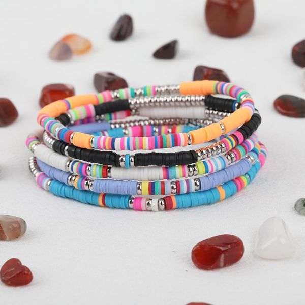 10pcs rainbow color polymer clay disc heishi 4mm beads elastic stretch bracelet fashion women vinyl beads boho bracelet jewelry, Golden;silver
10pcs rainbow color polymer clay disc heishi 4mm beads elastic stretch bracelet fashion women vinyl beads boho bracelet jewelry, Golden;silver