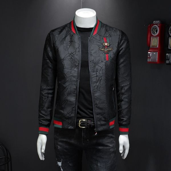 high-end handsome cool large size leisure autumn bee floral embroidered standard men's jacket collar korean youth baseball jacket, Black;brown
high-end handsome cool large size leisure autumn bee floral embroidered standard men's jacket collar korean youth baseball jacket, Black;brown