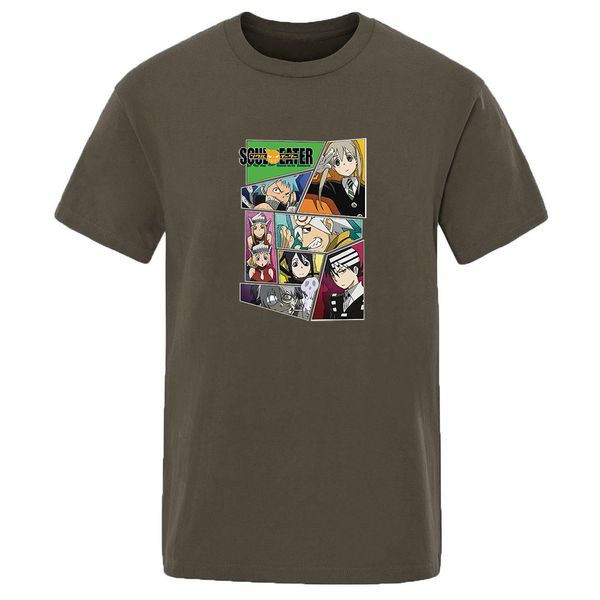 japan anime soul eater summer homme t-shirts slim fit mens 100% cotton cartoon short sleeve t shirts