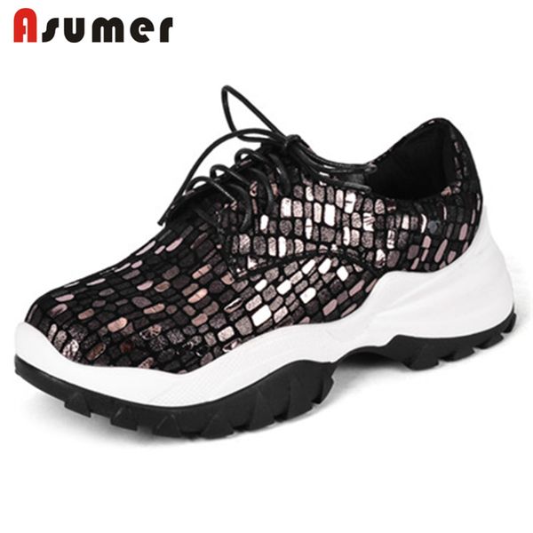 asumer 2020 new arrival sneaker women flat platform shoes round toe lace up spring summer genuine leather casual shoes ladies, Black
asumer 2020 new arrival sneaker women flat platform shoes round toe lace up spring summer genuine leather casual shoes ladies, Black