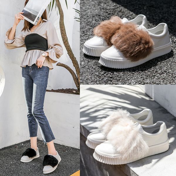 2020 autumn and winter fur riveting nail hook and loop casual flat leather white shoes sport sneakers fashion, Black
2020 autumn and winter fur riveting nail hook and loop casual flat leather white shoes sport sneakers fashion, Black