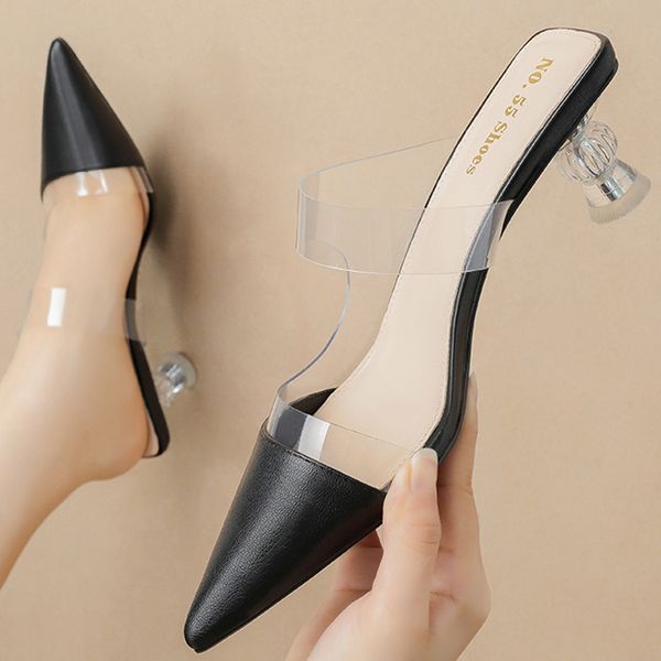 2020 summer size 34-40 women 5cm high heels low heels transparent white stripper sandals female club party muller shoes, Black
2020 summer size 34-40 women 5cm high heels low heels transparent white stripper sandals female club party muller shoes, Black