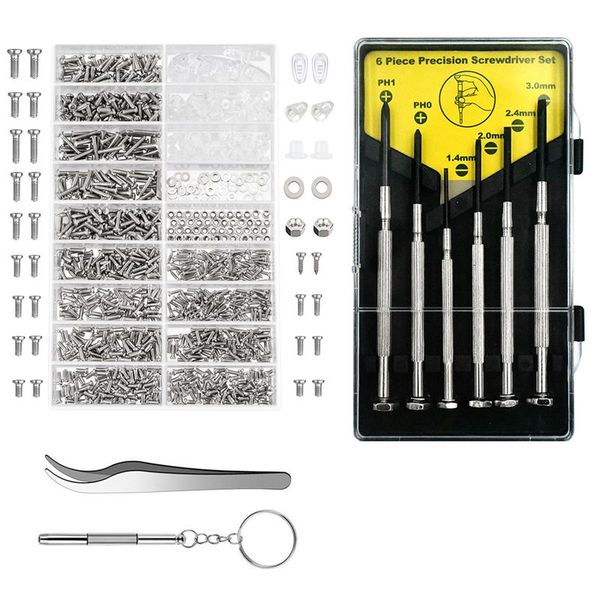 eyeglass repair kit sunglasses repair kit with nose pads screws screwdriver tweezers for watch clock spectacle, Silver
eyeglass repair kit sunglasses repair kit with nose pads screws screwdriver tweezers for watch clock spectacle, Silver