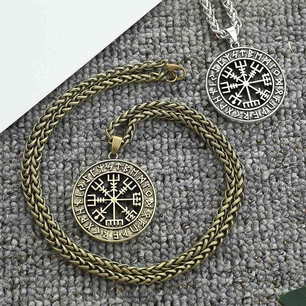 viking icelandic vegvisir helmet horror in runic circle pendant magical staves compass rune amulet collier necklace, Silver 
viking icelandic vegvisir helmet horror in runic circle pendant magical staves compass rune amulet collier necklace, Silver