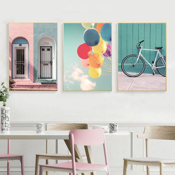 nordic style poster wall art canvas painting bike and balloon pink romantic building home art picture modern living room decor
nordic style poster wall art canvas painting bike and balloon pink romantic building home art picture modern living room decor