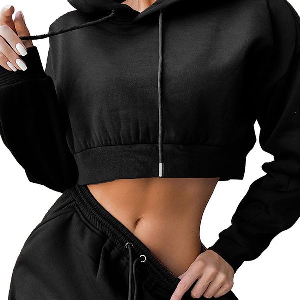running sets vertive 2021 women solid color tracksuit gym set navel hoodies elastic waist drawstring pants personal sportswear, Black;blue
running sets vertive 2021 women solid color tracksuit gym set navel hoodies elastic waist drawstring pants personal sportswear, Black;blue