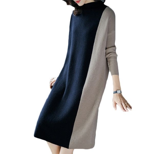 casual dresses spring autumn winter fashion knitted dress women patchwork loose sweater red womens party warm vestidos f641, Black;gray
casual dresses spring autumn winter fashion knitted dress women patchwork loose sweater red womens party warm vestidos f641, Black;gray