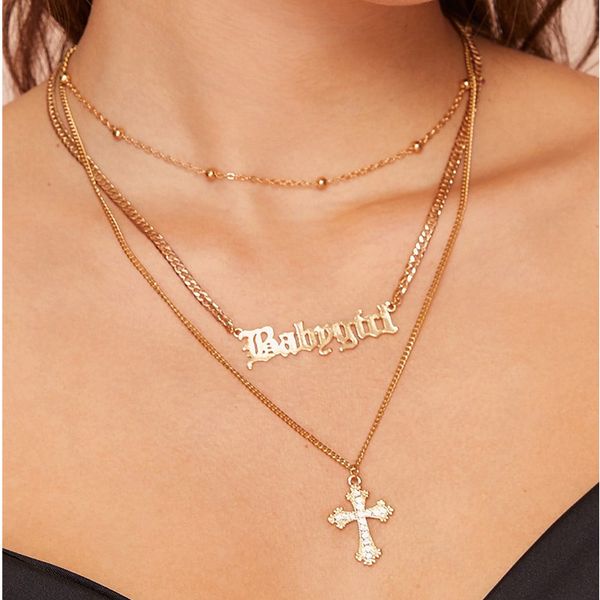 2020 fashion jesus cross necklace girls long chain english alphabet letter babygirl layered beads necklaces jewelry for women, Silver
2020 fashion jesus cross necklace girls long chain english alphabet letter babygirl layered beads necklaces jewelry for women, Silver