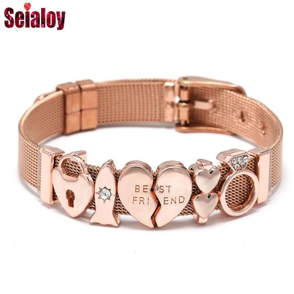 seialoy rose gold stainless steel mesh bracelets for men women rocket crown o beaded beat friend heart charm watch belt bracelet, Golden;silver
seialoy rose gold stainless steel mesh bracelets for men women rocket crown o beaded beat friend heart charm watch belt bracelet, Golden;silver