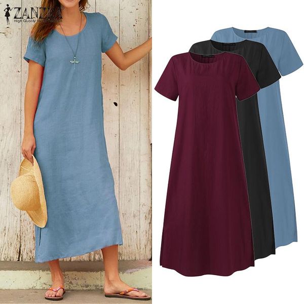casual dresses plus size sundress fashion 2021 summer solid mid-calf dress zanzea women short sleeve cotton linen vestidos female robe, Black;gray
casual dresses plus size sundress fashion 2021 summer solid mid-calf dress zanzea women short sleeve cotton linen vestidos female robe, Black;gray