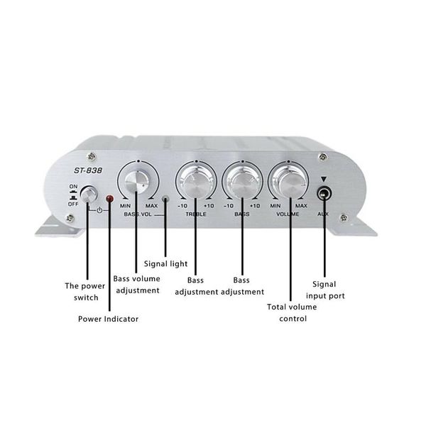 12v bass 12v/2a audio car channel aluminum alloy auto car new.high quality