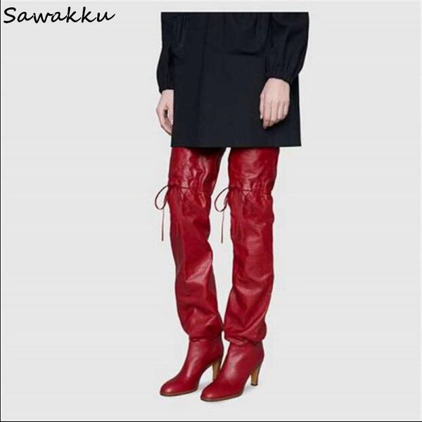 boots autumn winter women over the knee red soft leather thigh high heels lace up brand design runway botas mujer, Black
boots autumn winter women over the knee red soft leather thigh high heels lace up brand design runway botas mujer, Black