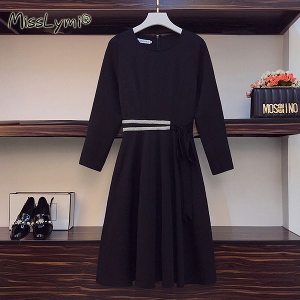 l-4xl plus size women black elegant office dress autumn 2020 korean fashion o-neck long sleeve beading high waist a-line dresses, Black;gray
l-4xl plus size women black elegant office dress autumn 2020 korean fashion o-neck long sleeve beading high waist a-line dresses, Black;gray