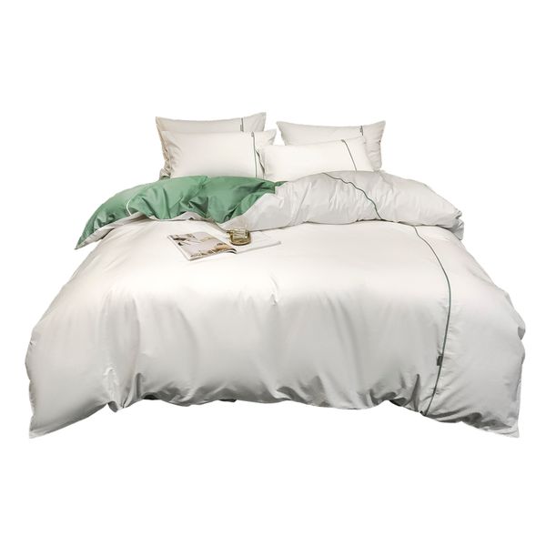 100% cotton bedding set satin 4 piece home l bed sheets white green solid color reversible duvet cover pillowcase king
100% cotton bedding set satin 4 piece home l bed sheets white green solid color reversible duvet cover pillowcase king