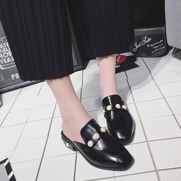 fashion pearl pearly adorn casual women female slip-on half slippers loafers lazy scuff mules low chunky heels slides shoes 569, Black
fashion pearl pearly adorn casual women female slip-on half slippers loafers lazy scuff mules low chunky heels slides shoes 569, Black