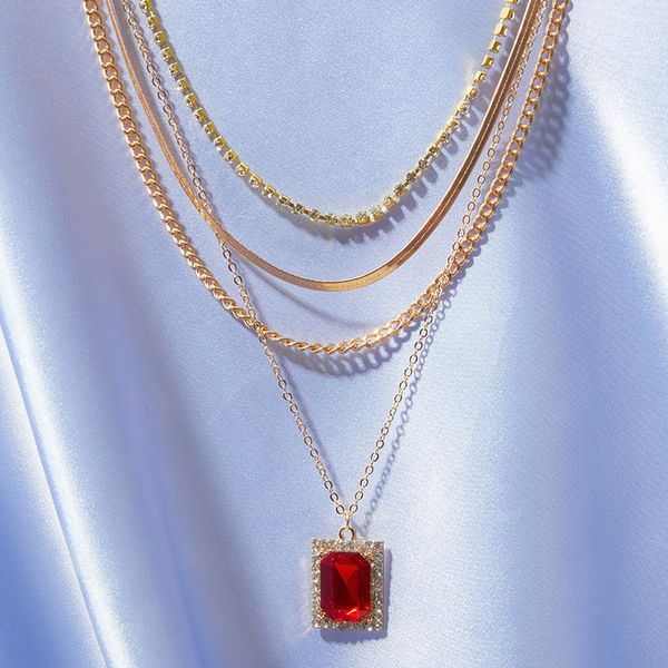 red stone pendant necklace for women rhinestone choker multilayer metal chains necklaces female 2020 fashion jewelry new, Silver
red stone pendant necklace for women rhinestone choker multilayer metal chains necklaces female 2020 fashion jewelry new, Silver