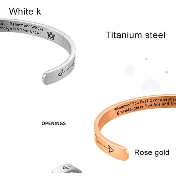 newly inspirational bracelets for women letter crown jewelry titanium steel open bracelet, Black 
newly inspirational bracelets for women letter crown jewelry titanium steel open bracelet, Black