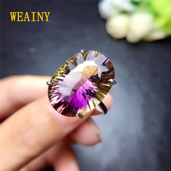 weainy 15*20 mm natural ametrine ring genuine s925 sterling silver simple amethyst ring super super shiny t200905, Slivery;golden
weainy 15*20 mm natural ametrine ring genuine s925 sterling silver simple amethyst ring super super shiny t200905, Slivery;golden