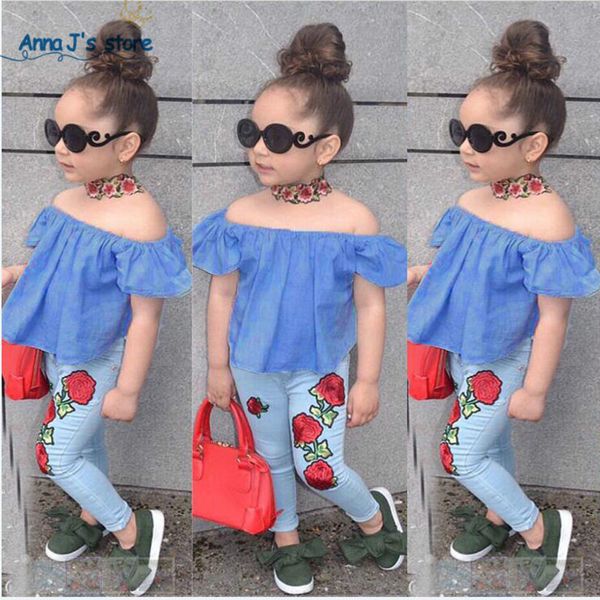2020 little girl cute clothes kid set 2pcs shirt jean long pant suit age 2t-7 outfit off shoulder summer clothing children, White
2020 little girl cute clothes kid set 2pcs shirt jean long pant suit age 2t-7 outfit off shoulder summer clothing children, White