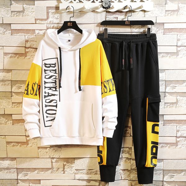 fashion spring autumn 2 piece sweatsuit for men patchwork sweatshirt hoodies+pants men's streetwear tracksuits jogger clothing, Gray
fashion spring autumn 2 piece sweatsuit for men patchwork sweatshirt hoodies+pants men's streetwear tracksuits jogger clothing, Gray