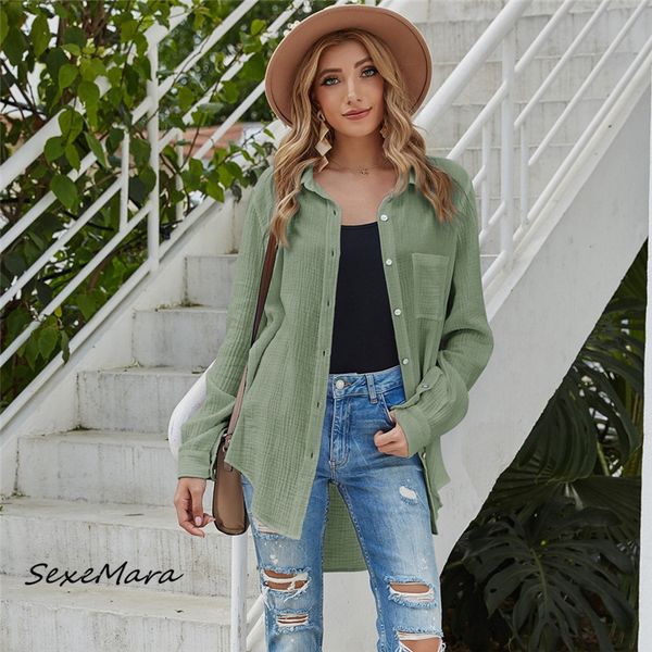 women's blouses & shirts arrival fashion women 2021 autumn elegant single breasted long sleeves, White
women's blouses & shirts arrival fashion women 2021 autumn elegant single breasted long sleeves, White