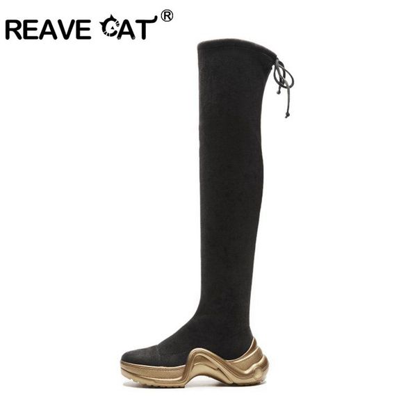 reave cat winter shoes women thigh high boots pointed toe flcok over the knee boots lace up shoes botas feminino mujer a1399, Black
reave cat winter shoes women thigh high boots pointed toe flcok over the knee boots lace up shoes botas feminino mujer a1399, Black