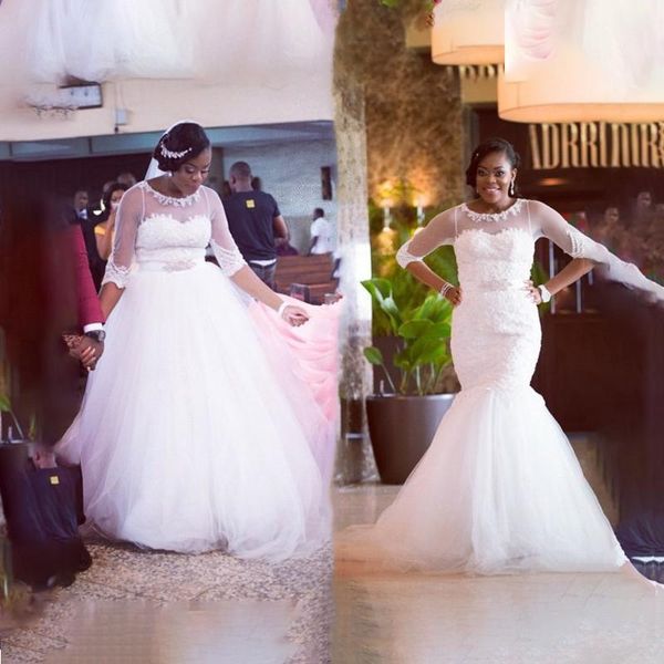 half sleeve mermaid wedding dress 2020 detachable skirt lace garden bridal gown plus size custom made vestios de novia, White
half sleeve mermaid wedding dress 2020 detachable skirt lace garden bridal gown plus size custom made vestios de novia, White