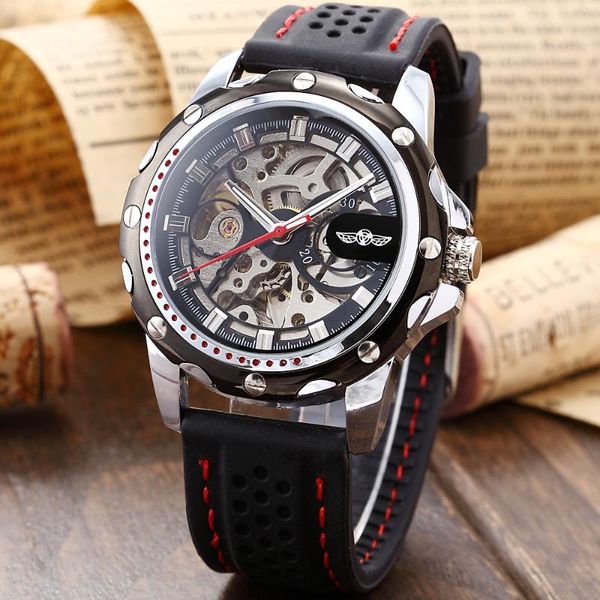 winner silicone rubber band men's sport watch skeleton steampunk automatic mechanical relogio masculino self wind male clock, Slivery;brown
winner silicone rubber band men's sport watch skeleton steampunk automatic mechanical relogio masculino self wind male clock, Slivery;brown