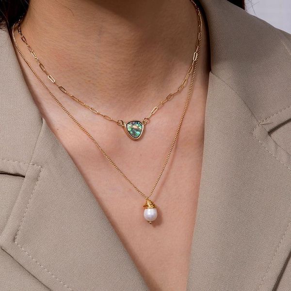 european and american natural color abalone shell triangle pendant personality wild natural freshwater pearl necklace ins jewelry gift, Silver
european and american natural color abalone shell triangle pendant personality wild natural freshwater pearl necklace ins jewelry gift, Silver