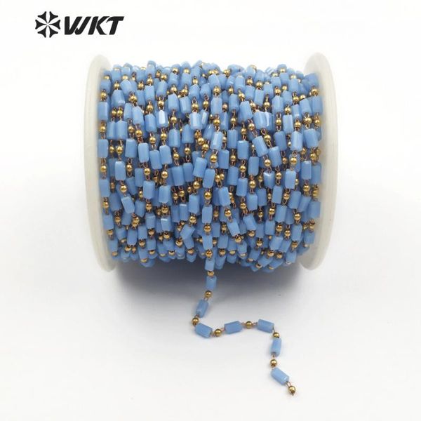 chains wt-rbc077 lovely blue color beads handmade brass crystal chain for women vintage jewelry making sold by meter, Silver
chains wt-rbc077 lovely blue color beads handmade brass crystal chain for women vintage jewelry making sold by meter, Silver