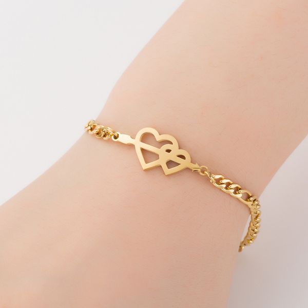 link, chain women bracelet heart gold stainless steel on hand couples jewelry charm lovers gifts for woman wholesale, Black
link, chain women bracelet heart gold stainless steel on hand couples jewelry charm lovers gifts for woman wholesale, Black