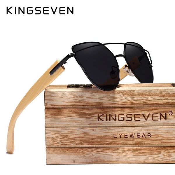 kingseven k15 bamboo cat eye sunglasses women polarized metal frame luxury sun glasses with wood case, White;black
kingseven k15 bamboo cat eye sunglasses women polarized metal frame luxury sun glasses with wood case, White;black
