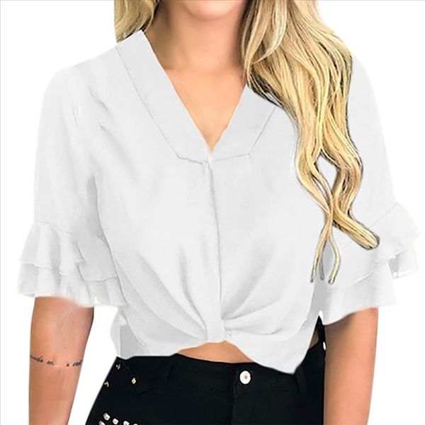 sagace womens blouse ladies solid v neck solid short sleeve fold shirt pullover crop blouse women casual shirt, White
sagace womens blouse ladies solid v neck solid short sleeve fold shirt pullover crop blouse women casual shirt, White