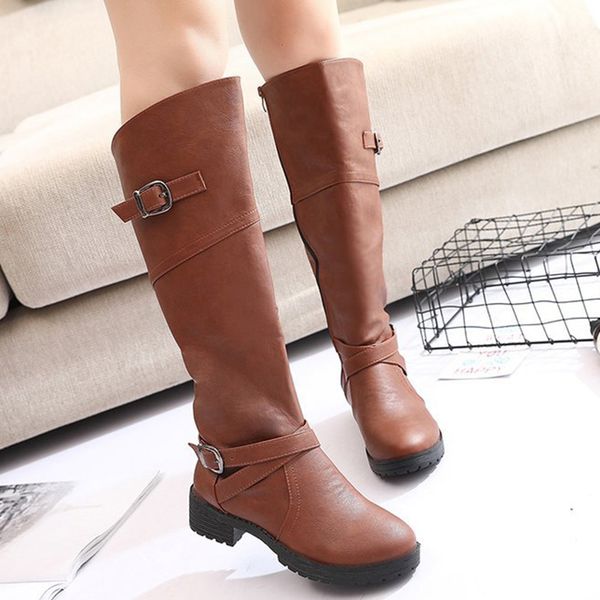 cowgirl knee-high riding boots women pu leather low heel warm coldproof booties tc21, Black
cowgirl knee-high riding boots women pu leather low heel warm coldproof booties tc21, Black