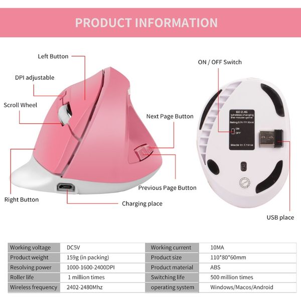 6 buttons ergonomic wireless mouse 1600dpi usb rechargeable 2.4ghz optical vertical mice for pc lapdesknotebook computer
6 buttons ergonomic wireless mouse 1600dpi usb rechargeable 2.4ghz optical vertical mice for pc lapdesknotebook computer