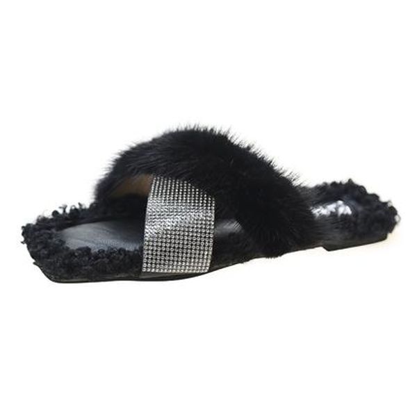 cross hair slippers 2020 spring, summer, autumn and winter fashion all-match rhinestone flat-bottomed large size sandals, Black
cross hair slippers 2020 spring, summer, autumn and winter fashion all-match rhinestone flat-bottomed large size sandals, Black
