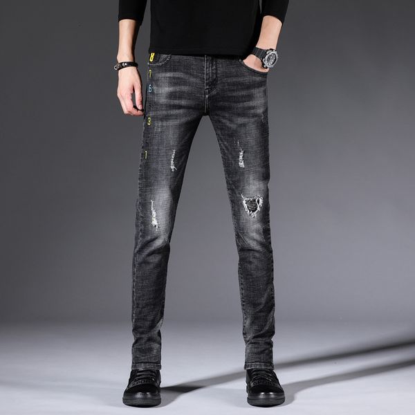 new men's jeans casual fashion korean advanced casual all-match fashion slim fit jeans, Black;white
new men's jeans casual fashion korean advanced casual all-match fashion slim fit jeans, Black;white