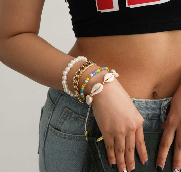 fashion summer women bracelets set bohemian gem shell bead chain multilayer handmade bracelet charm lady gold jewelry gift, Black
fashion summer women bracelets set bohemian gem shell bead chain multilayer handmade bracelet charm lady gold jewelry gift, Black
