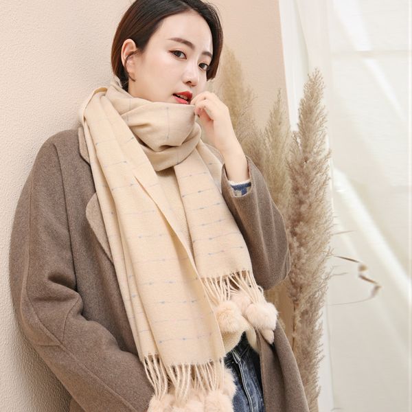 scarves autumn and winter wool double-sided korean scarf fur ball warm female fringed shawl long bib dual-use bufanda, Blue;gray
scarves autumn and winter wool double-sided korean scarf fur ball warm female fringed shawl long bib dual-use bufanda, Blue;gray