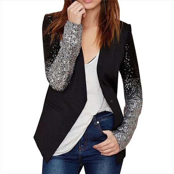women blazer womens long sleeved slim jacket female ol black spring gradient sequins women blazers and jackets woman, White;black
women blazer womens long sleeved slim jacket female ol black spring gradient sequins women blazers and jackets woman, White;black