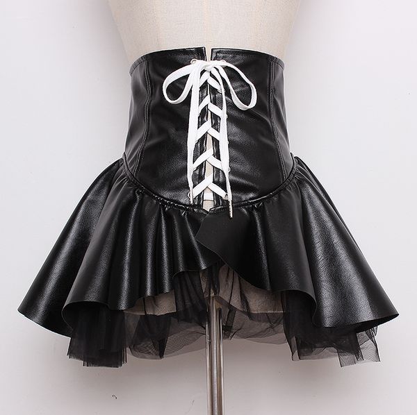 faux leather lotus bandage waist belts for women super wide black pu double mesh mini skirt decoration ladies slim corset belts, Black;brown
faux leather lotus bandage waist belts for women super wide black pu double mesh mini skirt decoration ladies slim corset belts, Black;brown