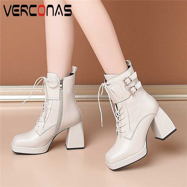 verconas genuine leather women ankle boots new lace-up platforms shoes woman thick heels office side zipper boots, Black
verconas genuine leather women ankle boots new lace-up platforms shoes woman thick heels office side zipper boots, Black
