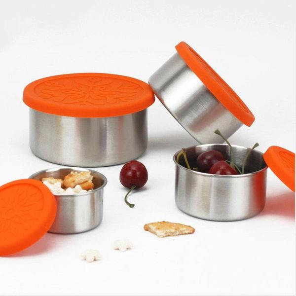 storage bottles & jars round 304 stainless steel thermal insulation lunch box with silicone cover leak-proof container bento