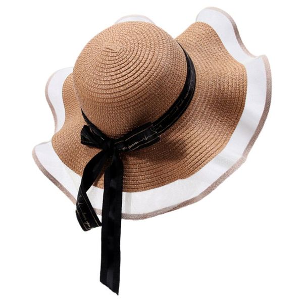 women summer woven straw floppy sun visor hat mesh splicing letters ribbon bowkn, Blue;gray
women summer woven straw floppy sun visor hat mesh splicing letters ribbon bowkn, Blue;gray
